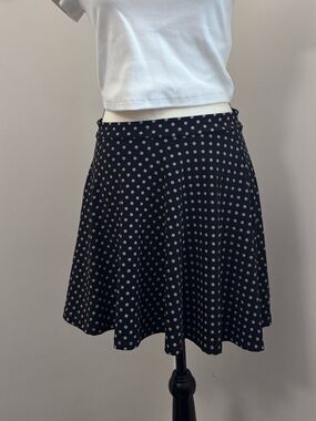 Women’s Vintage Y2K Black Purple Polka Dot Skater Skirt